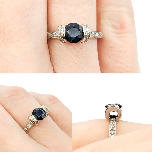 Ring .15ctw Round Diamonds 1.05ct Sapphire 18kw Sz6.5 221010084