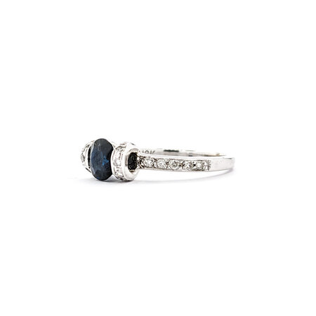 Ring .15ctw Round Diamonds 1.05ct Sapphire 18kw Sz6.5 221010084