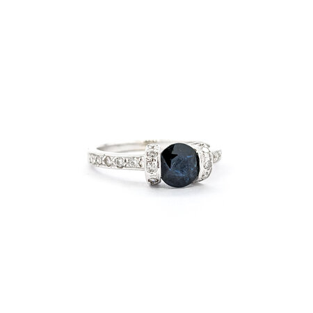 Ring .15ctw Round Diamonds 1.05ct Sapphire 18kw Sz6.5 221010084