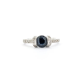 Ring .15ctw Round Diamonds 1.05ct Sapphire 18kw Sz6.5 221010084