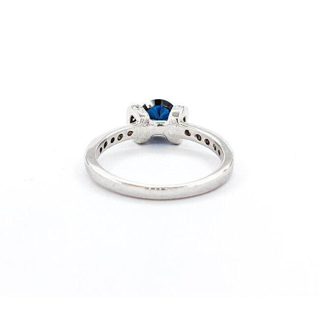 Ring .15ctw Round Diamonds 1.05ct Sapphire 18kw Sz6.5 221010084