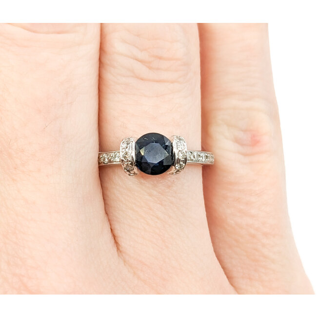 Ring .15ctw Round Diamonds 1.05ct Sapphire 18kw Sz6.5 221010084