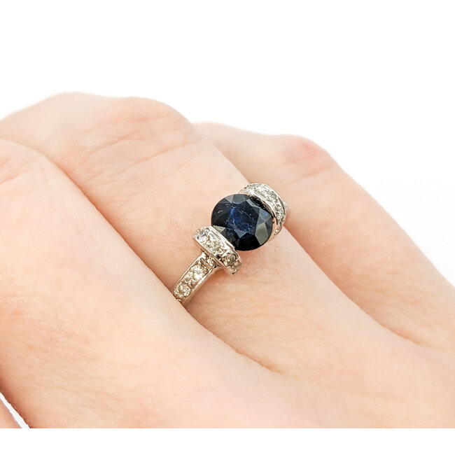 Ring .15ctw Round Diamonds 1.05ct Sapphire 18kw Sz6.5 221010084