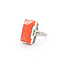 Ring Vintage .15ctw Round Diamonds 21x11.5mm Coral Platinum Sz6.5 223070035