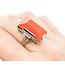 Ring Vintage .15ctw Round Diamonds 21x11.5mm Coral Platinum Sz6.5 223070035