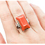 Ring Vintage .15ctw Round Diamonds 21x11.5mm Coral Platinum Sz6.5 223070035