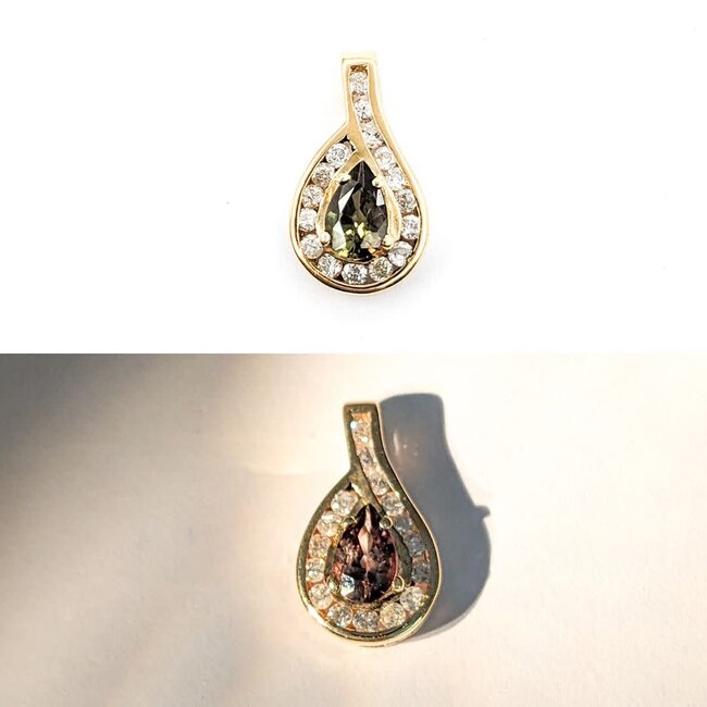 Pendant Drop .13ctw Round Diamonds .29ct Alexandrite GIA: 2231260935 13.9x7.8mm 14ky " 124011250