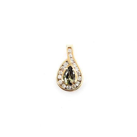 Pendant Drop .13ctw Round Diamonds .29ct Alexandrite GIA: 2231260935 13.9x7.8mm 14ky " 124011250