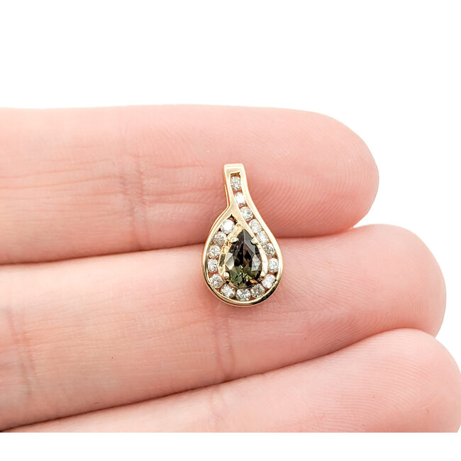 Pendant Drop .13ctw Round Diamonds .29ct Alexandrite GIA: 2231260935 13.9x7.8mm 14ky " 124011250