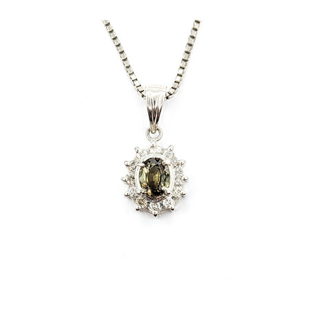 Pendant .18ctw Diamonds .46ct Alexandrite 850pt 16" 122040090