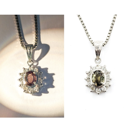 Pendant .18ctw Diamonds .46ct Alexandrite 850pt 16" 122040090