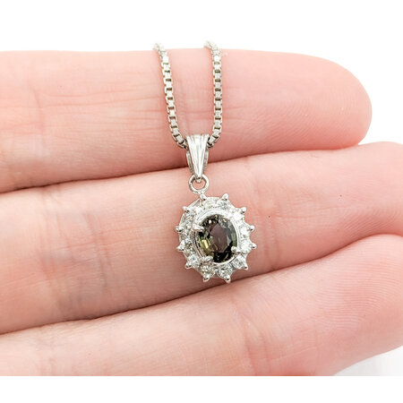 Pendant .18ctw Diamonds .46ct Alexandrite 850pt 16" 122040090