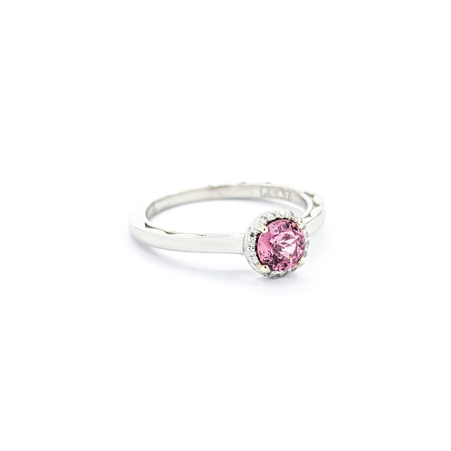 Ring Tacori .08ctw Round Diamonds .47ct Pink Tourmaline 950pt Sz6.5 124040190