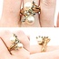 Ring Cocktail .20ctw Round Diamonds 8mm Pearls 14ky Sz7 221090037