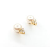  Earrings Stud .50ctw Diamonds 10.68ctw Pearl 14ky 123060100