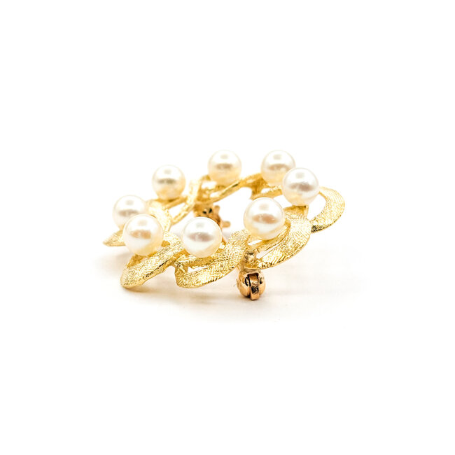 Brooch Circle (8)4mm Akoya Pearls 14ky 25mm 223010055