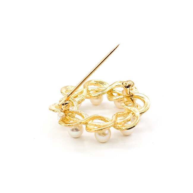 Brooch Circle (8)4mm Akoya Pearls 14ky 25mm 223010055