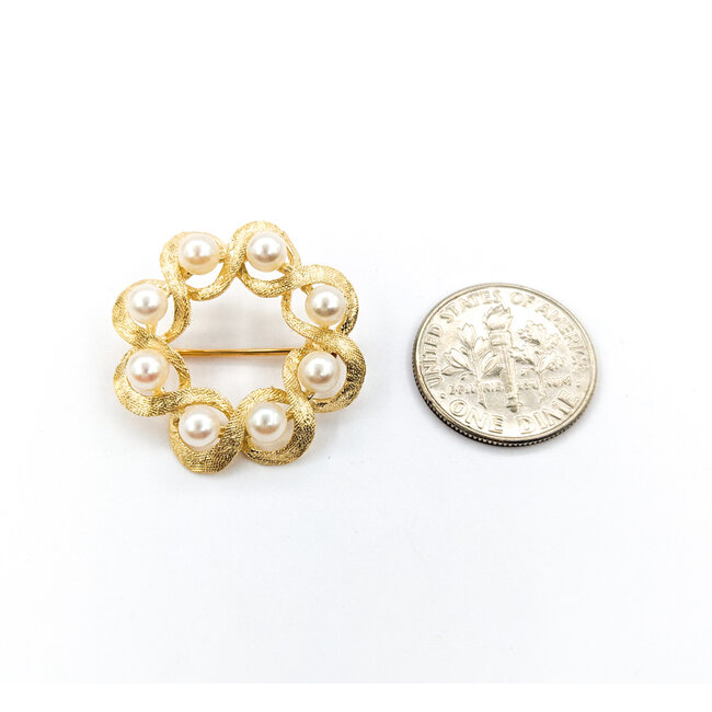 Brooch Circle (8)4mm Akoya Pearls 14ky 25mm 223010055