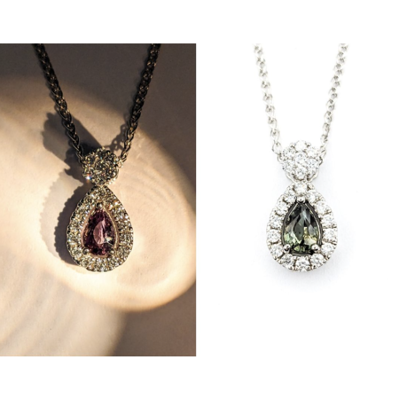 Pendant Drop .22ctw Round Diamonds .35ct Alexandrite GIA: 5234197386 13x7mm 14kw 20" 124041270