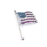  Pin US Flag .25ctw Single Cut Diamonds .60ctw Sapphires 1.0ctw Rubies 41x26mm 14kw " 224061252