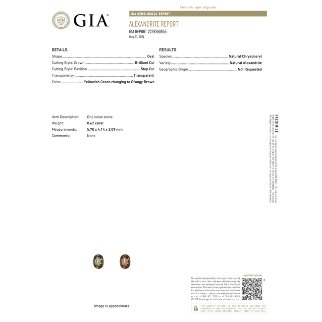 Ring .59ctw Round Diamonds .62ct Alexandrite GIA: 2239260855 950pt sz7.75 124040181