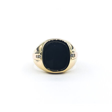 Ring Mens .08ctw Round Diamonds 14x12mm Onyx 14ky sz10.5 224060155