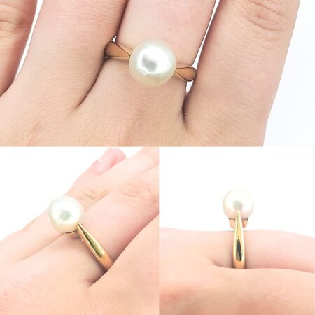 Ring Solitaire 10mm South Sea Pearl 14ky sz8 224060154