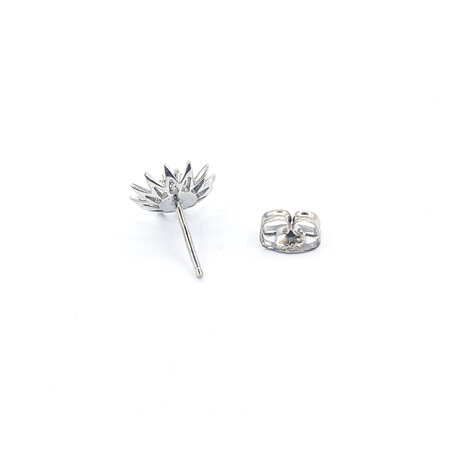 Earrings Floral Stud .06ctw Round Diamonds Friction Backs 10mm 14kw 224064003