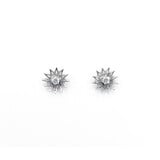  Earrings Floral Stud .06ctw Round Diamonds Friction Backs 10mm 14kw 224064003