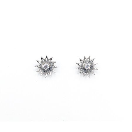 Earrings Floral Stud .06ctw Round Diamonds Friction Backs 10mm 14kw 224064003