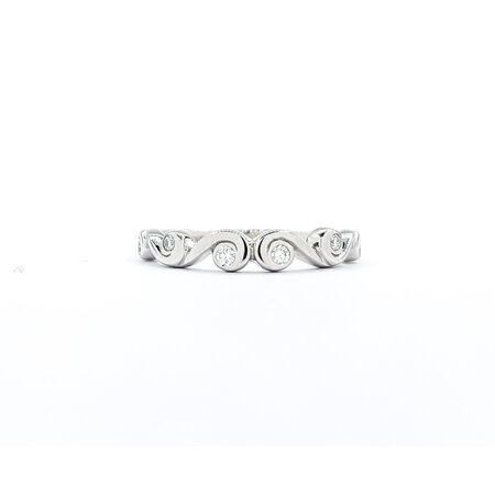 Ring Bridal Swirl Bezel Euro Shank .15ctw Round Diamonds 18kw sz6.75 3.6mm 124060495