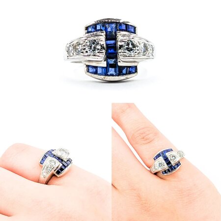 Ring .30ctw Round Diamonds .40ctw Sapphires 14kw sz5.5 224060158