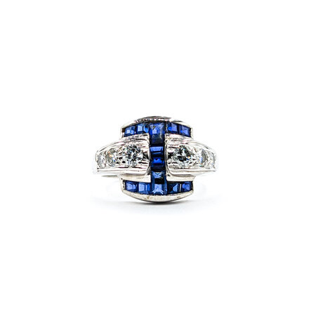 Ring .30ctw Round Diamonds .40ctw Sapphires 14kw sz5.5 224060158