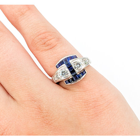 Ring .30ctw Round Diamonds .40ctw Sapphires 14kw sz5.5 224060158