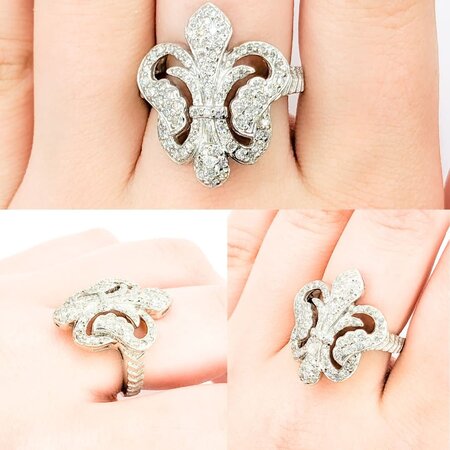 Ring Fleur Di Lis .50ctw Round Diamonds 14kw sz8 224060005