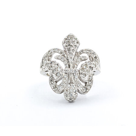 Ring Fleur Di Lis .50ctw Round Diamonds 14kw sz8 224060005