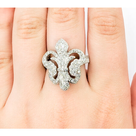 Ring Fleur Di Lis .50ctw Round Diamonds 14kw sz8 224060005