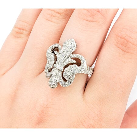 Ring Fleur Di Lis .50ctw Round Diamonds 14kw sz8 224060005