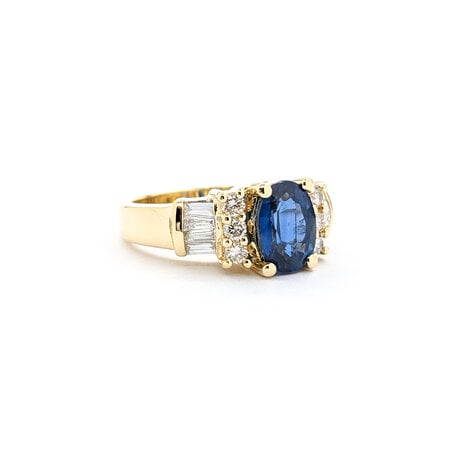 Ring .35ctw Round/Baguette Diamonds 2.24ct Sapphire 18ky sz7.5 224060151