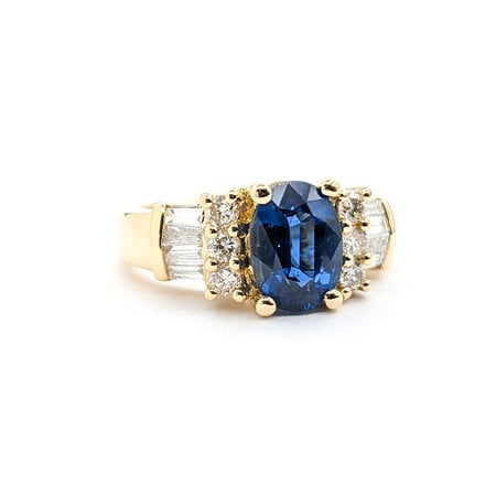 Ring .35ctw Round/Baguette Diamonds 2.24ct Sapphire 18ky sz7.5 224060151