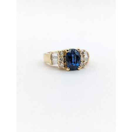 Ring .35ctw Round/Baguette Diamonds 2.24ct Sapphire 18ky sz7.5 224060151