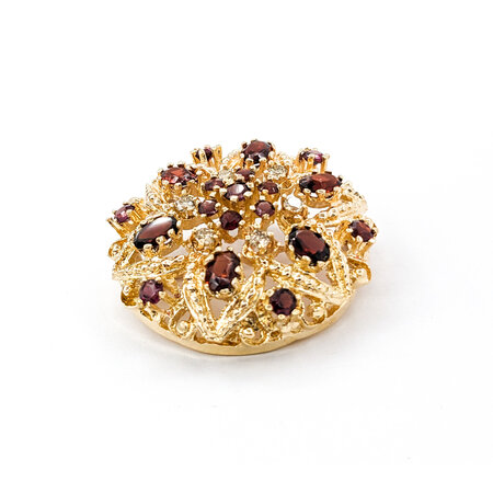 Pendant/Brooch Star .30ctw Round Diamonds 4.0ctw Garnets 33mm 14ky " 224061254