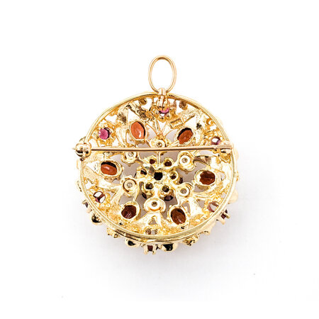 Pendant/Brooch Star .30ctw Round Diamonds 4.0ctw Garnets 33mm 14ky " 224061254