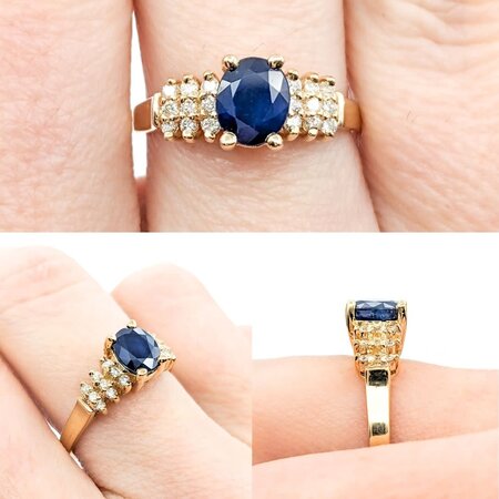 Ring .09ctw Round Diamonds 1.05ct Sapphire 14ky sz6.5 224060152