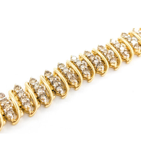 Bracelet "S" Link 5.00ctw Round Diamonds 14ky 7" 10.5mm 224063005