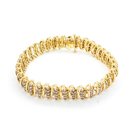 Bracelet "S" Link 5.00ctw Round Diamonds 14ky 7" 10.5mm 224063005