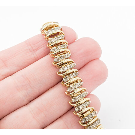 Bracelet "S" Link 5.00ctw Round Diamonds 14ky 7" 10.5mm 224063005