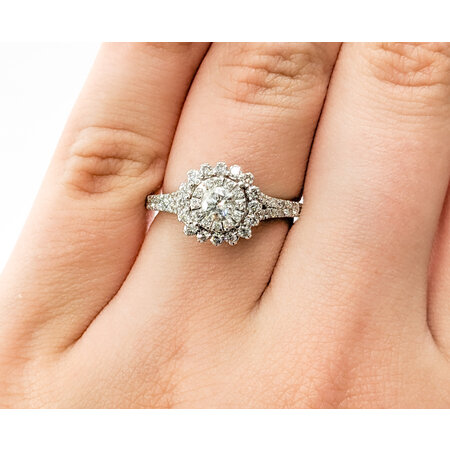 Ring Double Halo .50ctw Round Diamonds 14kw sz7 124060301