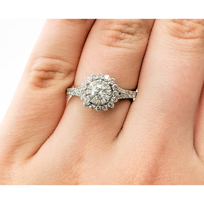 Ring Double Halo .50ctw Round Diamonds 14kw sz7 124060301