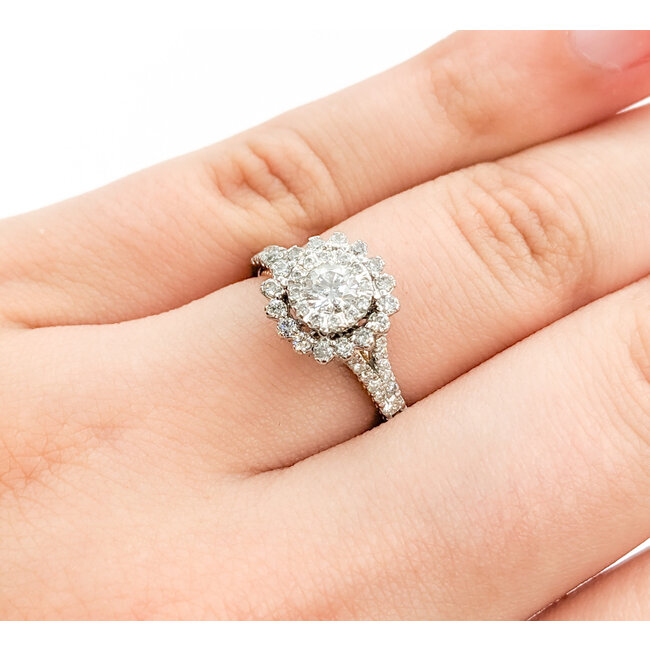 Ring Double Halo .50ctw Round Diamonds 14kw sz7 124060301